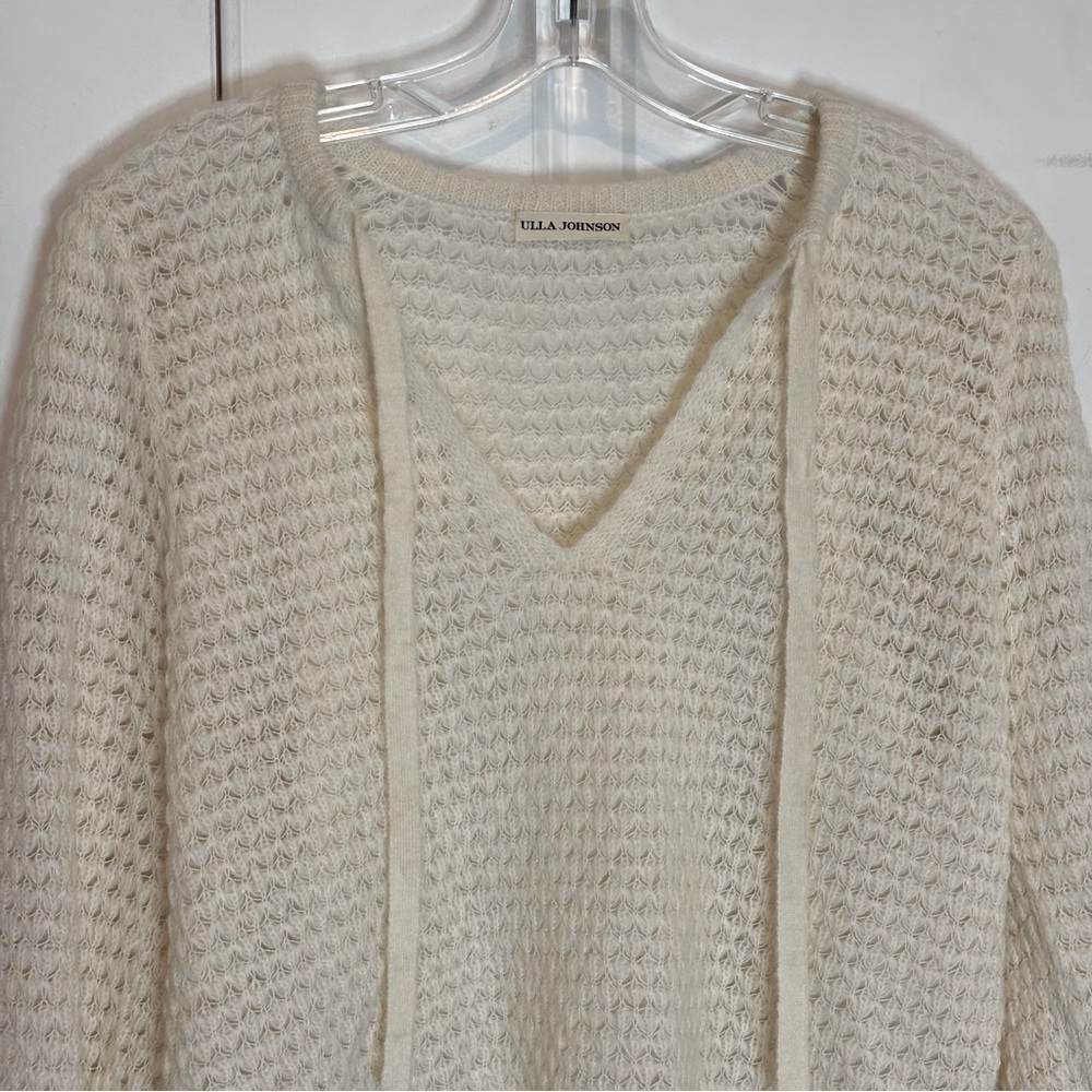 Ulla Johnson Lara Ivory Alpaca Blend Tie Neck Sweater M - Picture 3 of 8